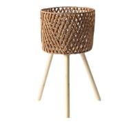 RALIYATX Estante para plantas de ratán, soporte para plantas de interior, taburete tejido a mano con patas, cesta de suelo, estante para plantas para jardín al aire libre, número grande en forma de V