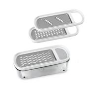 Metaltex Rallador Rap Box – 3 cuchillas intercambiables con recipiente, acero inoxidable, blanco