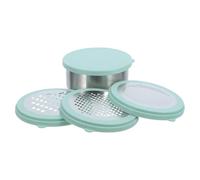 Rallador de Acero de Inoxidable Recipiente con Caja | Diseño Redondo, Captura Ingredientes, Base Antideslizante, Cuatro Cuchillas Intercambiables, Limpieza Sencilla