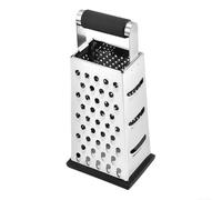 Rallador de acero inoxidable de cuatro lados con asa, triturador de cocina multiusos para rallar ingredientes duros y suaves (3 agujeros)