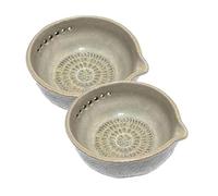 Rallador De Ajo Artesanal X Cuenco Para Hierbas, Plato Rústico De Cerámica, Rallador Multifuncional Artesanal De Gres Eficiente, Adecuado Para Ajo Fresco, Jengibre, Hierbas Y Queso (2pcs)