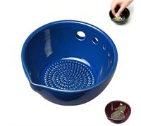 Rallador de ajo de cerámica y tazón de salsa, cuenco 2 en 1 para moler hierbas con boquilla para separación de jugos, elegante plato para jengibre, salsa, salsa, pesto