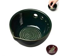 Rallador de ajo de cerámica y tazón de salsa, cuenco 2 en 1 para moler hierbas con boquilla para separación de jugos, elegante plato para jengibre, salsa, salsa, pesto