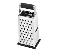 Rallador de caja de acero inoxidable de 4 lados con mango para verduras, queso y chocolate, negro plateado (un solo agujero)