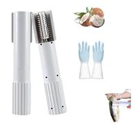 Rallador de coco eléctrico,trituradora portátil de mano,raspador de coco,pelador,rodillo giratorio inalámbrico antisalpicaduras de acero inoxidable para cocos y pescado,regalos para la cocina (White)