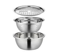 Rallador de lavabo de acero inoxidable, juego de cuenco de mezcla de colador, recipiente multifuncional, cesta de drenaje, cortador de verduras, cuenco para hacer ensaladas, recipiente para lavar