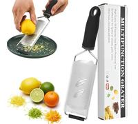 Rallador De Parmesano, Rallador De Queso, Rallador De Cáscara, Rallador De Limón, Rallador Manual Fino De Acero Inoxidable En Negro, Incluye Pincel Y Funda Protectora Para Quesos Duros