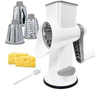 Rallador de queso con asa, rallador de queso giratorio multifuncional, triturador de queso de cocina que puede picar fácilmente verduras, patatas, zanahorias, etc. La ventosa es estable y fácil de