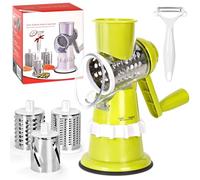 Rallador de queso con manivela, rallador para verduras con 3 hojas de tambor, mandolina, cortador de verduras, acero inoxidable, pepino, rallador de patata, rallador de cocina para ensalada, nueces