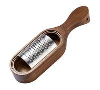 Rallador de queso de acero inoxidable con caja de almacenamiento de madera extraíble, herramienta de trituración de zanahoria, triturador de alimentos multiuso, rallador de queso para cocinar en casa