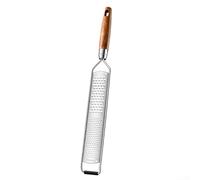 Rallador de queso de doble función de acero inoxidable resistente para cáscara de limón, ajo, chocolate, frutas y verduras con mango cómodo y cubierta de seguridad de hoja
