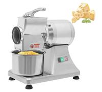 Rallador de queso eléctrico comercial, rectificadora de escritorio de acero inoxidable con cubo, rallador de queso en bloque para verduras, nueces, pan rallado, 40 kg/h, 550 W, plateado