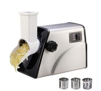 Rallador de queso eléctrico de 300 W, trituradora de verduras rotativa comercial con 3 cuchillas de tambor de acero inoxidable, cortadora automática de 30 kg/h para cocina, re Stainless steel housing