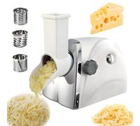 Rallador de queso eléctrico, trituradora de queso rotativa comercial con 3 cuchillas giratorias de acero inoxidable, máquina cortadora de verduras, velocidad de corte de 180 rebanadas por minuto