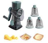 Rallador de queso giratorio con manguera con una eficiente cortadora de queso con 3 cuchillas cambiables Manual de queso rotativo Redder Relipeador de queso sin desliz BOBASH(Gris)