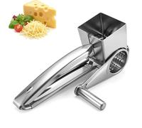 Rallador de queso giratorio de acero inoxidable multifuncional para cocina, rallador de queso de acero inoxidable, 1 tambor, herramienta para triturar rebanadas