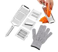 Rallador de queso | Mandolina | Cortadora multiusos para verduras, rebanadora y picadora de acero inoxidable, juego de cortador de patatas manual, rallador de queso 4 en 1