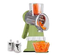 Rallador de queso manual, cortador de verduras giratorio, herramienta trituradora de cocina de acero inoxidable resistente, máquina cortadora de manivela de múltiples cuchillas con base de succión