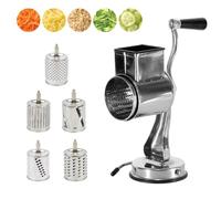Rallador de queso metálico - Rallador de queso giratorio | Cortador de verduras Mandolina Slicer Queso Rallador | Uso multifuncional | Portador de patatas de mano para pepinos, queso, nueces