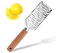Rallador de queso parmesano con mango de madera para parmesano, ajo, jengibre, cáscara de limón, nuez moscada, manzana y verduras - Rallador de cocina Rallador de acero inoxidable