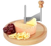 Rallador de queso redondo para tête de moine cortador de queso, dimensiones: diámetro 22,2 cm x 14,3 cm, apto para lavavajillas, madera, acero inoxidable, marrón, para todos los tipos de queso