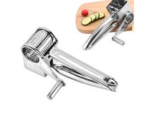 Rallador De Queso Rotatorio - Acero Inoxidable 20,5x8,2x5,8 Cm | Molinillo De Tambor Para Quesos Frescos | Triturador Manual De Verduras Y Frutos Secos Con Manivela De Fácil Llenado