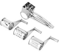 Rallador de queso rotatorio manual acero inoxidable rebanador triturador para duro chocolate nueces utensilios cocina con 3 cuchillas tambor mango ergonómico diseño compacto ligero y portátil hogar re