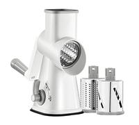 Rallador de Queso Rotatorio, Rallador de Cocina con Tres Cuchillas de Tambor Intercambiables, Cortador de Verduras para Patatas, Zanahorias, Queso, Nueces, etc.