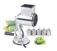 Rallador de tambor de acero inoxidable, manual de verduras, rallador de patatas con 5 tambores para patatas, pepinos, manzanas (B)