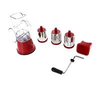 Rallador de tambor giratorio Manual, rallador de queso de acero inoxidable, cortador de verduras, herramienta trituradora (Roja)