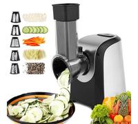 Rallador de verduras eléctrico profesional, 150 W, 5 en 1, de acero inoxidable, con 5 tambores de corte para frutas, verduras, queso y uso diario