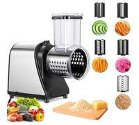 Rallador eléctrico de verduras de 250 W con gran orificio de llenado, 5 discos de acero inoxidable para verduras y queso