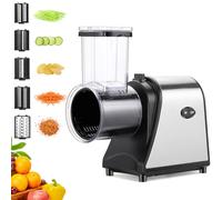 Rallador eléctrico de verduras de 250 W, cortador de verduras con 5 cuchillas y gran orificio de llenado, rallador para queso y patatas
