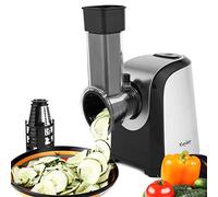 Rallador eléctrico multifunción para verduras, 150 W, tambores de acero inoxidable, 5 conos