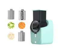 Rallador eléctrico para verduras con 3 cuchillas diferentes, 50 W, con caja de almacenamiento, rallador para frutas y verduras, cocina, restaurante (verde)