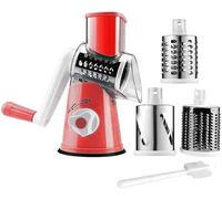Rallador manual giratorio de queso parmesano para alimentos, verduras, patatas, zanahorias, con cepillo de limpieza (rojo) PURIAYA