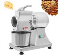 Ralladora de queso eléctrica, trituradora de salvado de pan comercial con interruptor autoblocante, picadora de alimentos de alta resistencia de 40 kg/h con cubierta protectora y cubeta