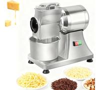 Ralladora Eléctrica Comercial de Queso; Motor de Uso Rudo de 900 W; Ralladora de Acero Inoxidable con Protector de Seguridad y Cubeta Grande; Procesa 60 kg/h de Queso en Bloque y Pan Rallado