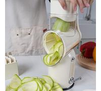 Ralladores de queso gourmet, rallador de queso rotatorio con mango, picador de alimentos para cocina con caja de almacenamiento de cuchillas, batidora de mano, cortador de verduras multifunción