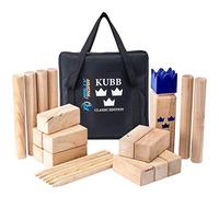Rally and Roar Kubb Classic RUBBERWOOD - Juego de Patio para Adultos, familias, Divertidos e interactivos al Aire Libre, Bloques duraderos con Bolsa de Viaje, Juegos para Exteriores, césped, Patios