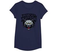 Rally del Orgullo Escolar de Bobcat Nation Spirit Fierce Mascot Camiseta, Niñas, Azul Marino, Grande