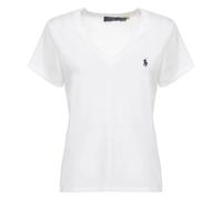 Ralph Lauren - Camiseta de cuello en V de punto de algodón - Tops - Mujer - Blanco - L -