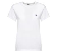 Polo Ralph Lauren- Camiseta de cuello redondo de algodón- Tops- Mujer- Blanco- L- Camiseta de cuello redondo de algodón