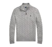 Ralph Lauren- Jersey con Cremallera Corta y Punto Trenzado de Algodón- Knitwear- Hombre- Gris- M- Jersey con Cremallera Corta y Punto Trenzado de Algodón