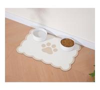 Ralxion Tapete festoneado de alimentación para perros, tapetes absorbentes para cuenco de comida y agua para perros, dispensador, bonito y elegante mantel individual estético caqui beige festoneado