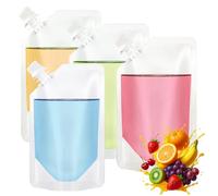 Ram - 20 bolsas de bebidas recargables de 500 ml, a prueba de fugas, para bebidas alcohólicas, bolsas de jugo de viaje para picnic, viajes, deportes, camping