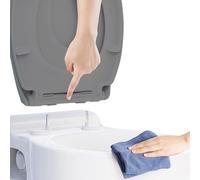 Ram® - Asiento de inodoro gris de liberación rápida con cierre suave con bisagras, asiento de inodoro ABS