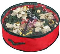 Ram - Bolsa de almacenamiento para corona de Navidad, color rojo, con cremallera transparente