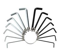 Ram® - Juego de 14 llaves Allen hexagonales en anillo de metal, métricas de 2 mm, 2,5 mm, 3 mm, 4 mm, 5 mm, 6 mm, 0,2 cm, 0,2 cm, 0,2 cm, 0,3 cm, 0,4 cm, 0,5 cm y 0,6 cm