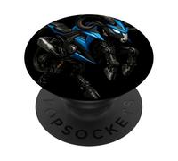 Ram robótico para Motocicleta con Armadura Azul y Estilo futurista PopSockets PopGrip Adhesivo